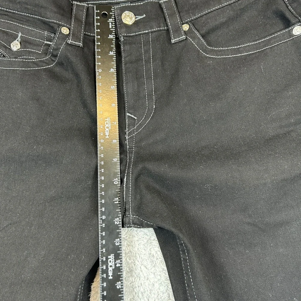 True Religion Ricky Relaxed Straight Black Contrast Stitch Jeans Mens‎ 36x29